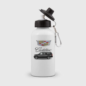 Бутылка спортивная с принтом Cadillac в Курске, металл | емкость — 500 мл, в комплекте две пластиковые крышки и карабин для крепления | america | avto | cadillac | car | v8 | машина | скорость