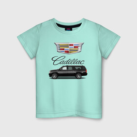 Детская футболка хлопок с принтом Cadillac в Курске, 100% хлопок | круглый вырез горловины, полуприлегающий силуэт, длина до линии бедер | Тематика изображения на принте: america | avto | cadillac | car | v8 | машина | скорость
