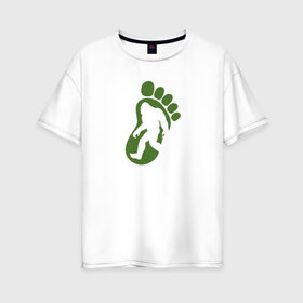 Женская футболка хлопок Oversize с принтом Етти в Курске, 100% хлопок | свободный крой, круглый ворот, спущенный рукав, длина до линии бедер
 | бигфут | етти | след | снежный человек