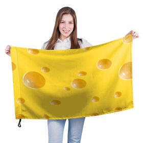 Флаг 3D с принтом Реалистичный желтый сыр в Курске, 100% полиэстер | плотность ткани — 95 г/м2, размер — 67 х 109 см. Принт наносится с одной стороны | еда | желтый | крыса | мышиный | мышь | прикольная | сыр | сырный | узор | фастфуд