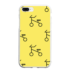 Чехол для iPhone 7Plus/8 Plus матовый с принтом Велосипеды на желтом в Курске, Силикон | Область печати: задняя сторона чехла, без боковых панелей | велик | велосипед | велоспрот | желтый | кататься | летний | паттерн | покатушки | спорт | узор