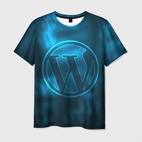 Мужская футболка 3D с принтом Вордпресс в Курске, 100% полиэфир | прямой крой, круглый вырез горловины, длина до линии бедер | cms | wordpress | вордпресс | движок сайта | логотип вордпресс