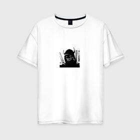 Женская футболка хлопок Oversize с принтом Samurai в Курске, 100% хлопок | свободный крой, круглый ворот, спущенный рукав, длина до линии бедер
 | 