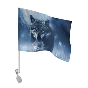 Флаг для автомобиля с принтом Красивый волк в Курске, 100% полиэстер | Размер: 30*21 см | wolf | ауф | волк | волчонок | зима | синеглазый волк