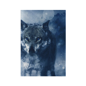 Обложка для паспорта матовая кожа с принтом Красивый волк в Курске, натуральная матовая кожа | размер 19,3 х 13,7 см; прозрачные пластиковые крепления | Тематика изображения на принте: wolf | ауф | волк | волчонок | зима | синеглазый волк