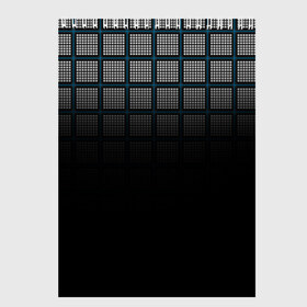 Скетчбук с принтом клетка в Курске, 100% бумага
 | 48 листов, плотность листов — 100 г/м2, плотность картонной обложки — 250 г/м2. Листы скреплены сверху удобной пружинной спиралью | геометрия | клетка | линии | полоски | полосы | ровно | серый | сетка | синий | темный | точки | черный