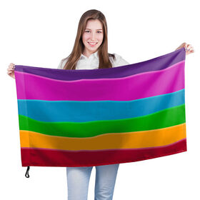 Флаг 3D с принтом Разноцветные полоски в Курске, 100% полиэстер | плотность ткани — 95 г/м2, размер — 67 х 109 см. Принт наносится с одной стороны | иллюзия | калейдоскоп | пейзаж | полосы | природа | радуга | свет | солнце