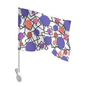Флаг для автомобиля с принтом Геометрический узор в Курске, 100% полиэстер | Размер: 30*21 см | 3д эффект | графика | квадраты | объемные фигуры | разноцветные круги