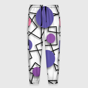 Мужские брюки 3D с принтом Геометрический узор в Курске, 100% полиэстер | манжеты по низу, эластичный пояс регулируется шнурком, по бокам два кармана без застежек, внутренняя часть кармана из мелкой сетки | 3д эффект | графика | квадраты | объемные фигуры | разноцветные круги