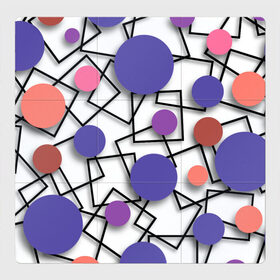 Магнитный плакат 3Х3 с принтом Геометрический узор в Курске, Полимерный материал с магнитным слоем | 9 деталей размером 9*9 см | 3д эффект | графика | квадраты | объемные фигуры | разноцветные круги