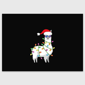 Поздравительная открытка с принтом Рождественская Лама в Курске, 100% бумага | плотность бумаги 280 г/м2, матовая, на обратной стороне линовка и место для марки
 | Тематика изображения на принте: 2021 | 21 | 2k21 | 2к21 | chrystmas | lama | marry | new | santa | snow | xmas | year | год | годом | дед | елка | елки | клаус | лама | лес | мороз | настроение | новогоднее | новогоднему | новый | новым | по | рождество | с | санта | снег