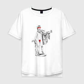 Мужская футболка хлопок Oversize с принтом MMXX в Курске, 100% хлопок | свободный крой, круглый ворот, “спинка” длиннее передней части | 2020 | minimalism | mmxx | virofft | viront | vt | минимализм | статуя