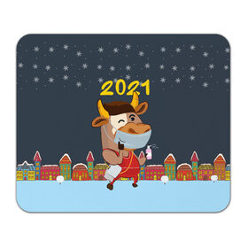 Коврик для мышки прямоугольный с принтом Коронавирусный Новый Год в Курске, натуральный каучук | размер 230 х 185 мм; запечатка лицевой стороны | Тематика изображения на принте: 2021 | 7 января | bull | newyear | santa | бык | быки | бычок | год быка | дед мороз | корова | новогодние каникулы | новогодние праздники | новый 2021 | новый год | новый год 2021 | рождество | сани | санта | санта клаус