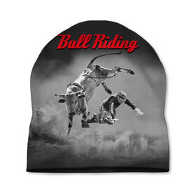 Шапка 3D с принтом Bull Riding в Курске, 100% полиэстер | универсальный размер, печать по всей поверхности изделия | bull | dude | extreme | fall | helmet | hoofs | horns | sport | sportsman | tail | бык | падение | рога | спорт | спортсмен | хвост | чувак | шлем | экстрим