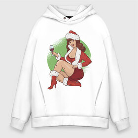 Мужское худи Oversize хлопок с принтом Pin Up Girl Christmas в Курске, френч-терри — 70% хлопок, 30% полиэстер. Мягкий теплый начес внутри —100% хлопок | боковые карманы, эластичные манжеты и нижняя кромка, капюшон на магнитной кнопке | Тематика изображения на принте: christmas | drawing | girl | new year | pin up | девушка | новый год | пин ап | рисунок | рождество | снегурочка