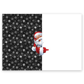 Поздравительная открытка с принтом Дедушка Мороз в Курске, 100% бумага | плотность бумаги 280 г/м2, матовая, на обратной стороне линовка и место для марки
 | christmas | merry christmas | дед мороз | ёлка | зима | мороз | новый год | подарок | праздник | рождество | с новым годом | санта клаус | снегурочка | снежинки