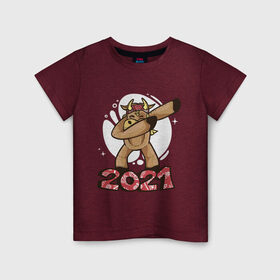 Детская футболка хлопок с принтом Бычок 2021 в Курске, 100% хлопок | круглый вырез горловины, полуприлегающий силуэт, длина до линии бедер | 