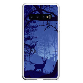 Чехол для Samsung Galaxy S10 с принтом ЛЕС в Курске, Силикон | Область печати: задняя сторона чехла, без боковых панелей | закат | лес | ночной лес | олень | природа | туман