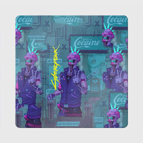 Магнит виниловый Квадрат с принтом Cyberpunk 2077 в Курске, полимерный материал с магнитным слоем | размер 9*9 см, закругленные углы | cd project red | cyberpunk 2077 | keanu reeves | samurai | игра | киану ривз | киберпанк 2077 | самураи