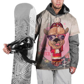 Накидка на куртку 3D с принтом I love you winter в Курске, 100% полиэстер |  | new year | арт | графика | дед мороз | зима | лама | новый год | рождество | санта