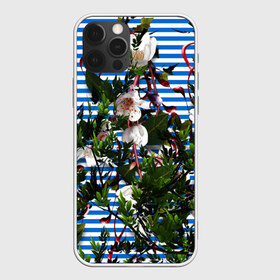 Чехол для iPhone 12 Pro Max с принтом цветы в Курске, Силикон |  | девушкам | листочки | полоса | природа | цветы