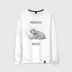 Мужской свитшот хлопок с принтом Monday Mood в Курске, 100% хлопок |  | dream | monday | mood | rabbit | sleep | заяц | кролик | понедельник | работа | сон | спать
