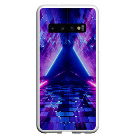 Чехол для Samsung Galaxy S10 с принтом Неоновый туннель в Курске, Силикон | Область печати: задняя сторона чехла, без боковых панелей | Тематика изображения на принте: геометрия | лазер | неон | розовый | свет | синий | треугольник | фигура | фиолетовый | цвета