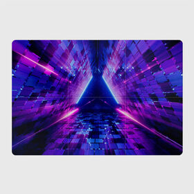 Магнитный плакат 3Х2 с принтом Неоновый туннель в Курске, Полимерный материал с магнитным слоем | 6 деталей размером 9*9 см | геометрия | лазер | неон | розовый | свет | синий | треугольник | фигура | фиолетовый | цвета