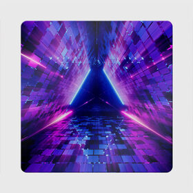 Магнит виниловый Квадрат с принтом Неоновый туннель в Курске, полимерный материал с магнитным слоем | размер 9*9 см, закругленные углы | геометрия | лазер | неон | розовый | свет | синий | треугольник | фигура | фиолетовый | цвета