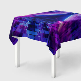 Скатерть 3D с принтом Неоновый туннель в Курске, 100% полиэстер (ткань не мнется и не растягивается) | Размер: 150*150 см | геометрия | лазер | неон | розовый | свет | синий | треугольник | фигура | фиолетовый | цвета