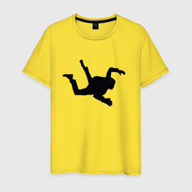 Мужская футболка хлопок с принтом Парашютист в Курске, 100% хлопок | прямой крой, круглый вырез горловины, длина до линии бедер, слегка спущенное плечо. | небо | параплан | парашютист | парашютный спорт | полёт