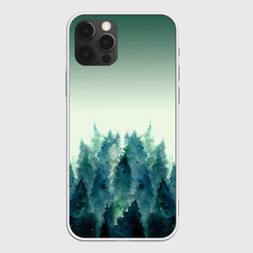 Чехол для iPhone 12 Pro Max с принтом акварельный лес градиент в Курске, Силикон |  | акварель | горы | деревья | дымка | ели | лес | нрадиент | олень | отражение | природа | рисунок | силуэты