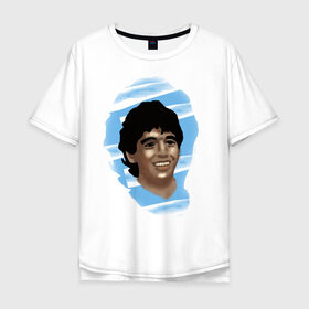 Мужская футболка хлопок Oversize с принтом Diego Maradona в Курске, 100% хлопок | свободный крой, круглый ворот, “спинка” длиннее передней части | diego maradona | football | диего марадона | матч | первенство | футбол | чемпионат