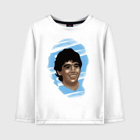 Детский лонгслив хлопок с принтом Diego Maradona в Курске, 100% хлопок | круглый вырез горловины, полуприлегающий силуэт, длина до линии бедер | diego maradona | football | диего марадона | матч | первенство | футбол | чемпионат