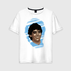 Женская футболка хлопок Oversize с принтом Diego Maradona в Курске, 100% хлопок | свободный крой, круглый ворот, спущенный рукав, длина до линии бедер
 | diego maradona | football | диего марадона | матч | первенство | футбол | чемпионат