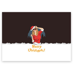 Поздравительная открытка с принтом Merry Christmas в Курске, 100% бумага | плотность бумаги 280 г/м2, матовая, на обратной стороне линовка и место для марки
 | christmas | merry christmas | дед мороз | ёлка | зима | мороз | новый год | подарок | праздник | рождество | с новым годом | санта клаус | снегурочка | снежинки