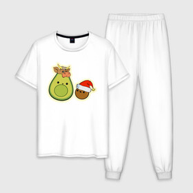 Мужская пижама хлопок с принтом Авокадо встречают год Быка в Курске, 100% хлопок | брюки и футболка прямого кроя, без карманов, на брюках мягкая резинка на поясе и по низу штанин
 | Тематика изображения на принте: 2021 | авокадо | авокадо бык | авокадо дед мороз | авокадо мама и малыш | авокадо новогодний | авокадо новый год | авокадо семья | бык костюм | год быка | год быка авокадо | дед мороз