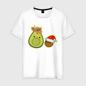 Мужская футболка хлопок с принтом Авокадо встречают год Быка в Курске, 100% хлопок | прямой крой, круглый вырез горловины, длина до линии бедер, слегка спущенное плечо. | 2021 | авокадо | авокадо бык | авокадо дед мороз | авокадо мама и малыш | авокадо новогодний | авокадо новый год | авокадо семья | бык костюм | год быка | год быка авокадо | дед мороз