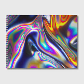 Альбом для рисования с принтом Токсичный в Курске, 100% бумага
 | матовая бумага, плотность 200 мг. | glitch | абстракция | блики | градиент | металл | радуга | токсичный цвет | цвет сварки