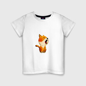 Детская футболка хлопок с принтом Рыжий кот в Курске, 100% хлопок | круглый вырез горловины, полуприлегающий силуэт, длина до линии бедер | 