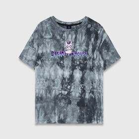 Женская футболка хлопок Oversize с принтом Даня Милохин DREAMTEAM HOUSE в Курске, 100% хлопок | свободный крой, круглый ворот, спущенный рукав, длина до линии бедер
 | dreamteam | dreamteamhouse | tiktok | блогер | дримтим | тикток