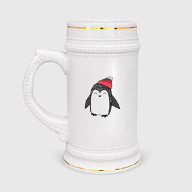 Кружка пивная с принтом Милый пингвин в Курске,  керамика (Материал выдерживает высокую температуру, стоит избегать резкого перепада температур) |  объем 630 мл | 