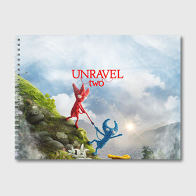 Альбом для рисования с принтом Unravel Two (Z) в Курске, 100% бумага
 | матовая бумага, плотность 200 мг. | Тематика изображения на принте: coldwood interactive | unravel | unravel two | головоломка | красная пряжа | распутать | семейная игра | ярни