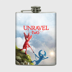 Фляга с принтом Unravel Two (Z) в Курске, металлический корпус | емкость 0,22 л, размер 125 х 94 мм. Виниловая наклейка запечатывается полностью | coldwood interactive | unravel | unravel two | головоломка | красная пряжа | распутать | семейная игра | ярни