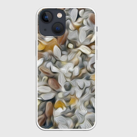 Чехол для iPhone 13 mini с принтом желто серый каменный узор в Курске,  |  | abstraction | pebbles | stones | texture | абстракция | галька | камни | мазки | текстура