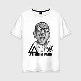 Женская футболка хлопок Oversize с принтом Linkin park в Курске, 100% хлопок | свободный крой, круглый ворот, спущенный рукав, длина до линии бедер
 | 