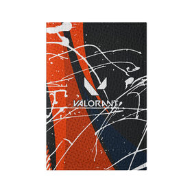 Обложка для паспорта матовая кожа с принтом Valorant в Курске, натуральная матовая кожа | размер 19,3 х 13,7 см; прозрачные пластиковые крепления | game | valorant | брызги | валоранд | валорант | игра | линии | стрелялка | шутер