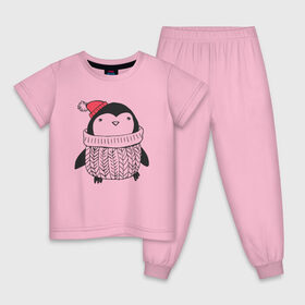 Детская пижама хлопок с принтом Милый пингвин в Курске, 100% хлопок |  брюки и футболка прямого кроя, без карманов, на брюках мягкая резинка на поясе и по низу штанин
 | 