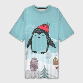 Платье-футболка 3D с принтом Милый пингвин в Курске,  |  | 2021 | 7 января | bull | newyear | santa | бык | быки | бычок | год быка | дед мороз | корова | новогодние каникулы | новогодние праздники | новый 2021 | новый год | новый год 2021 | рождество | сани | санта | санта клаус