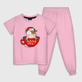 Детская пижама хлопок с принтом Милый бычок 2021 в Курске, 100% хлопок |  брюки и футболка прямого кроя, без карманов, на брюках мягкая резинка на поясе и по низу штанин
 | Тематика изображения на принте: 2021 | 7 января | bull | newyear | santa | бык | быки | бычок | год быка | дед мороз | корова | новогодние каникулы | новогодние праздники | новый 2021 | новый год | новый год 2021 | рождество | сани | санта | санта клаус